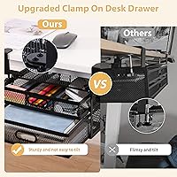 Vista 9 de Organizador de Cajones Deslizantes Debajo del Escritorio Sin Perforación 2 Cajones Deslizables para Escritorio o Debajo de la Mesa Almacenamiento