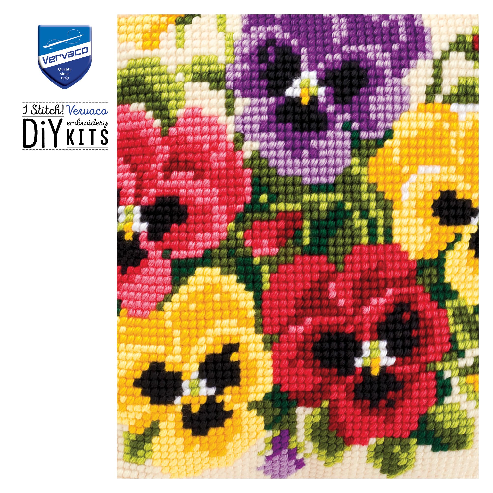 VERVACO Kit Cuscino Punto Croce MAZZOLINO di Fiori Set Ricamo Principianti Cuscini Gobelin Decorativi ca. 40 x 40 cm Accessori per Lavoretti Creativi DIY Casa Decor Hobby Adulti Cross Stitch