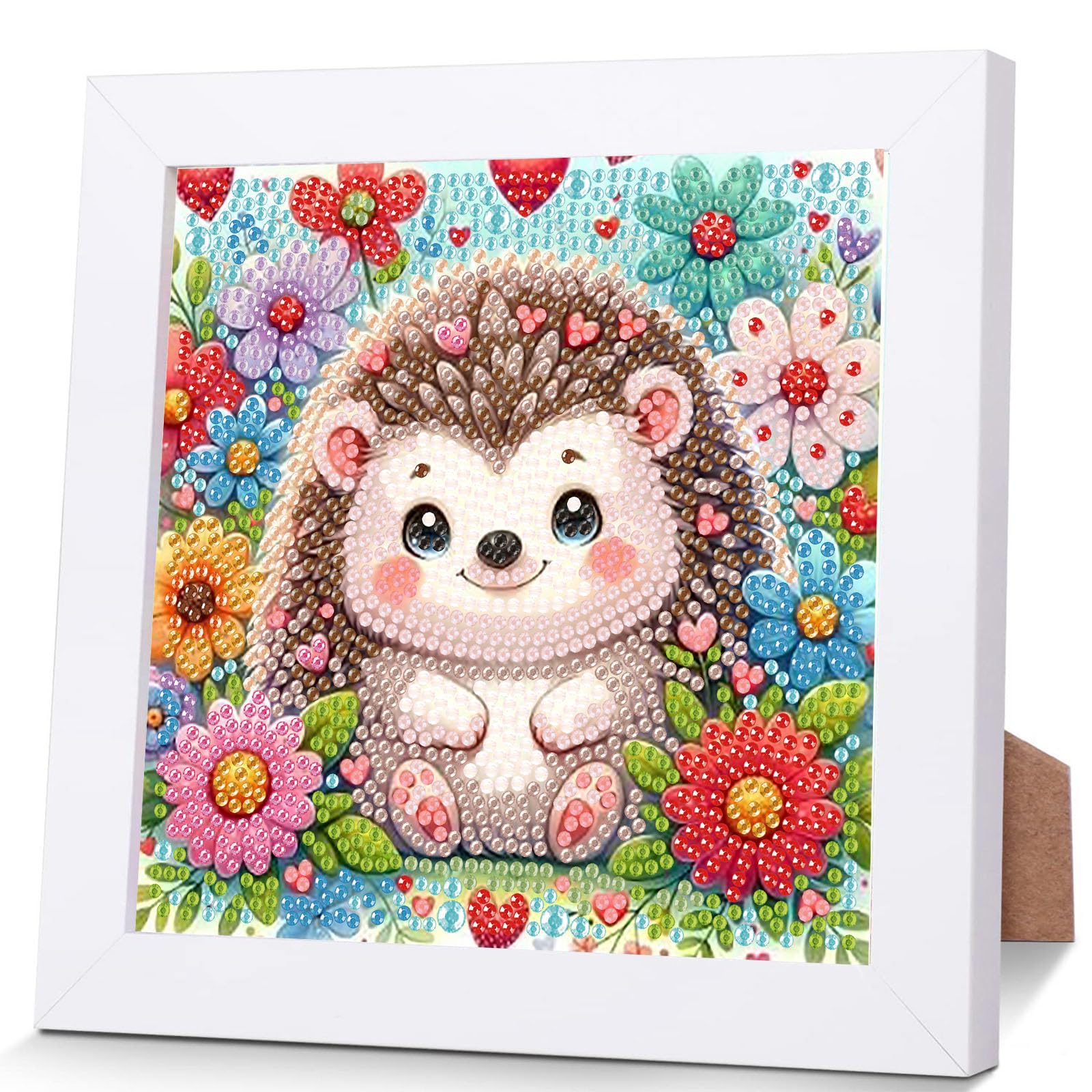 Hedgehog Diamond Art Painting Kits for Kids with Frame Ages 8-12 (7x7 in)