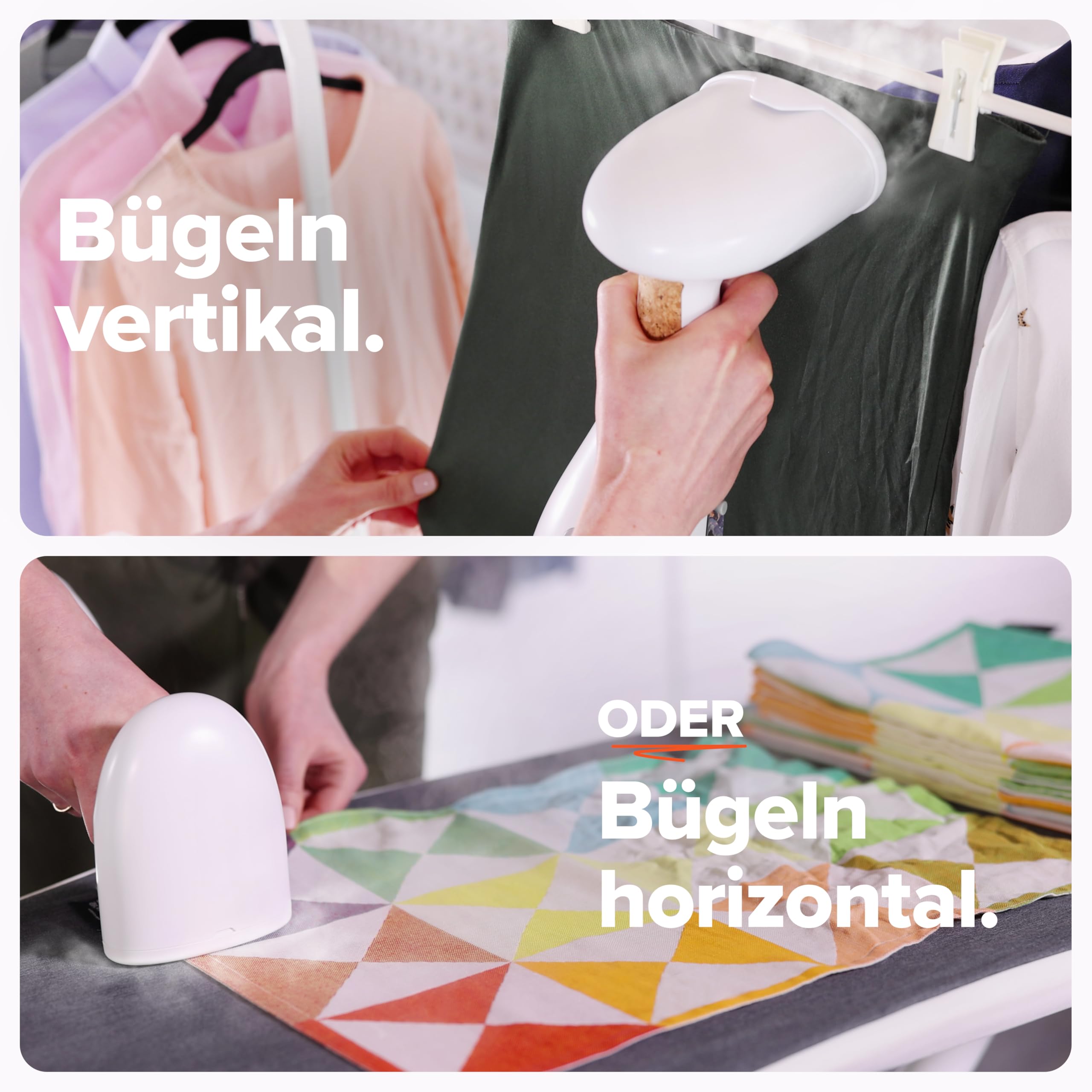 Dupray Voila 3-in-1 Dampfglätter mit Aufsatz, 1200 Watt, Tragbarer Stoff- und Kleidungsdampfer, Reisedampfglätter, Travel Steam Iron, Trockendampf, Schnellaufheizung, Dampfbügeleisen, weiß