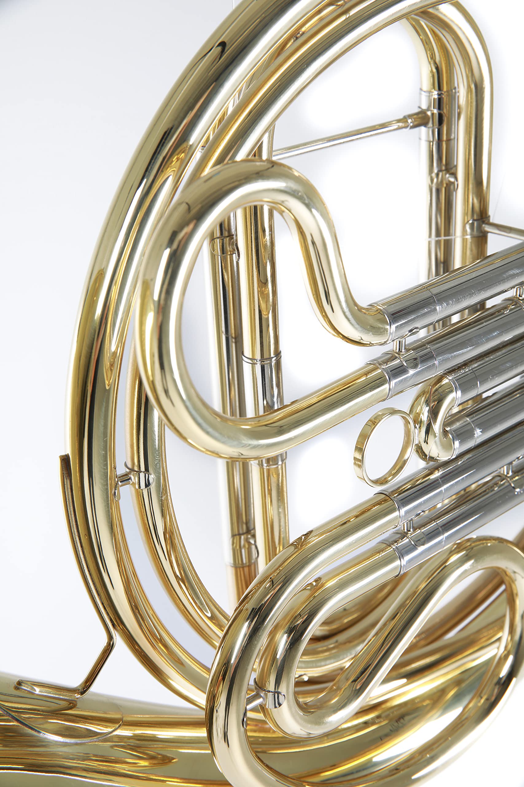 Roy Benson F-Waldhorn HR-302 (Messing Schallstück und Korpus, 3-Ventilig mit Kugelgelenken, Goldmessing Mundrohr, Neusilber Zügen, professionelle Klangqualität, mit kompakten Formetui)