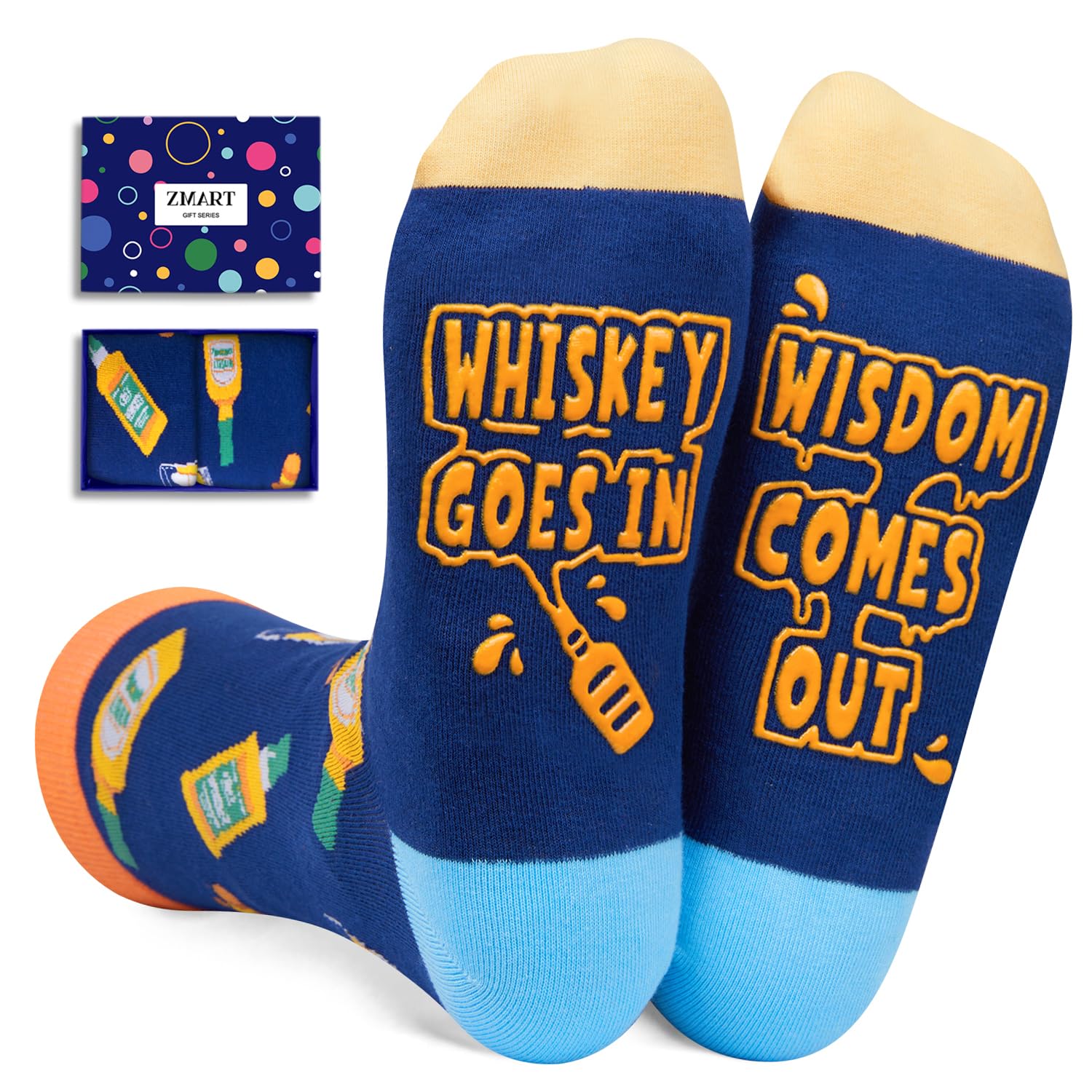 Zmart Drink Gifts for Men Women - Bourbon Vodka Margarita Socks for Drink Lovers