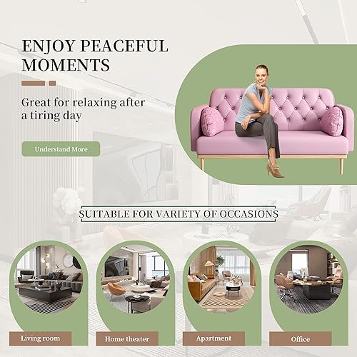 Miniatura 4 de AVZEAR Sofá pequeño sofá de 2 plazas de 57 pulgadas moderno tapizado de poliuretano de dos plazas sofá cama muebles para sala de estar dormitorio