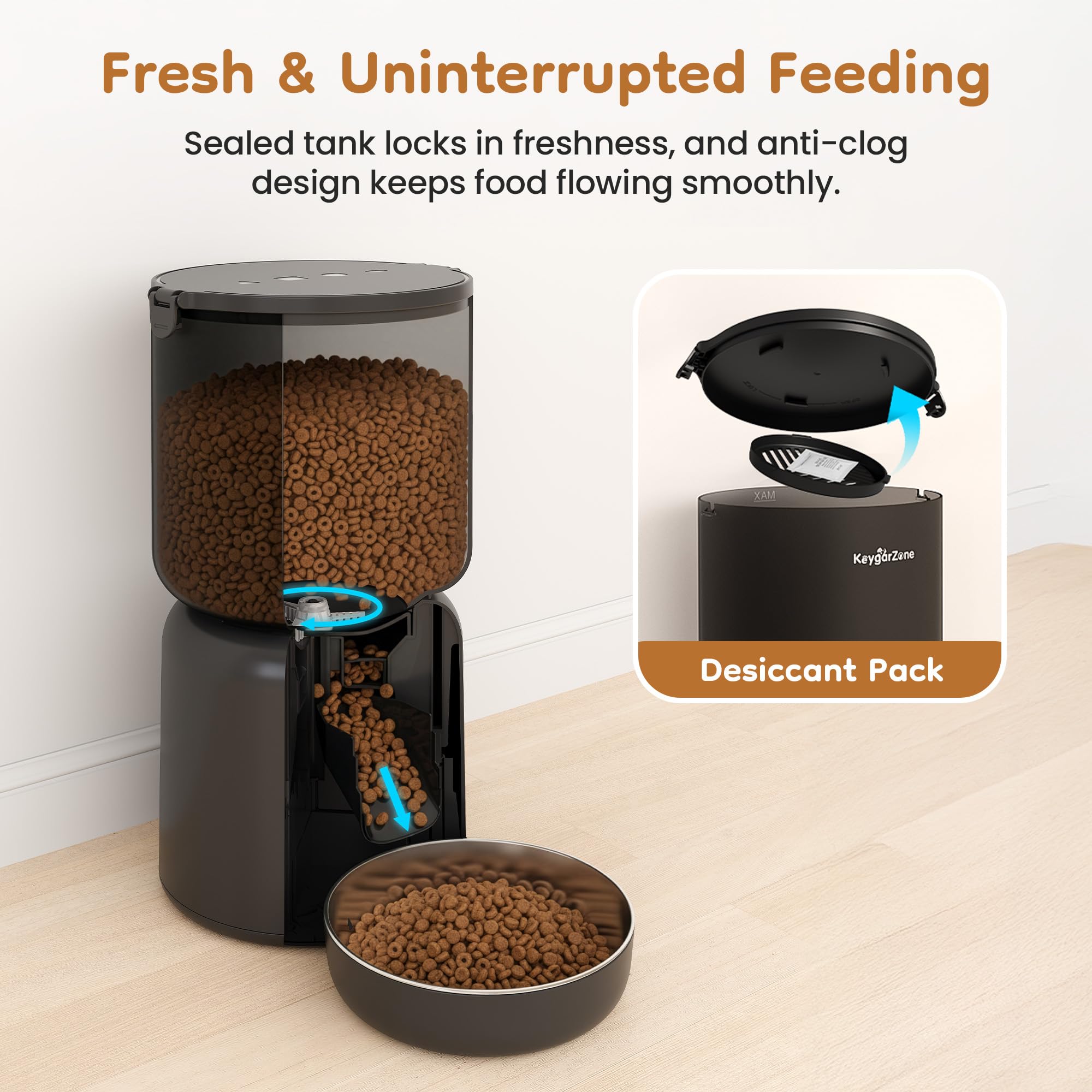 Automatic Cat Feeder, Adjustable 1080p Camera, 5G WiFi & App Control Cat Food Dispenser, Automatic Feeder Cat Dry Food with Dual Power & Voice Recording, Smart Automatic Dog Feeder Portion Control - image 6