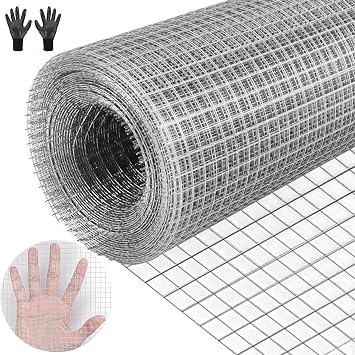 JAHOMFAI Rodent Mesh 400mm x 6m ألواح شبكية من أسلاك القوارض مجلفنة بالغمس الساخن سلك شبكي معدني للدجاج والأرانب والكلاب وواقيات النوافذ حماية الخضروات للداخل أو الخارج