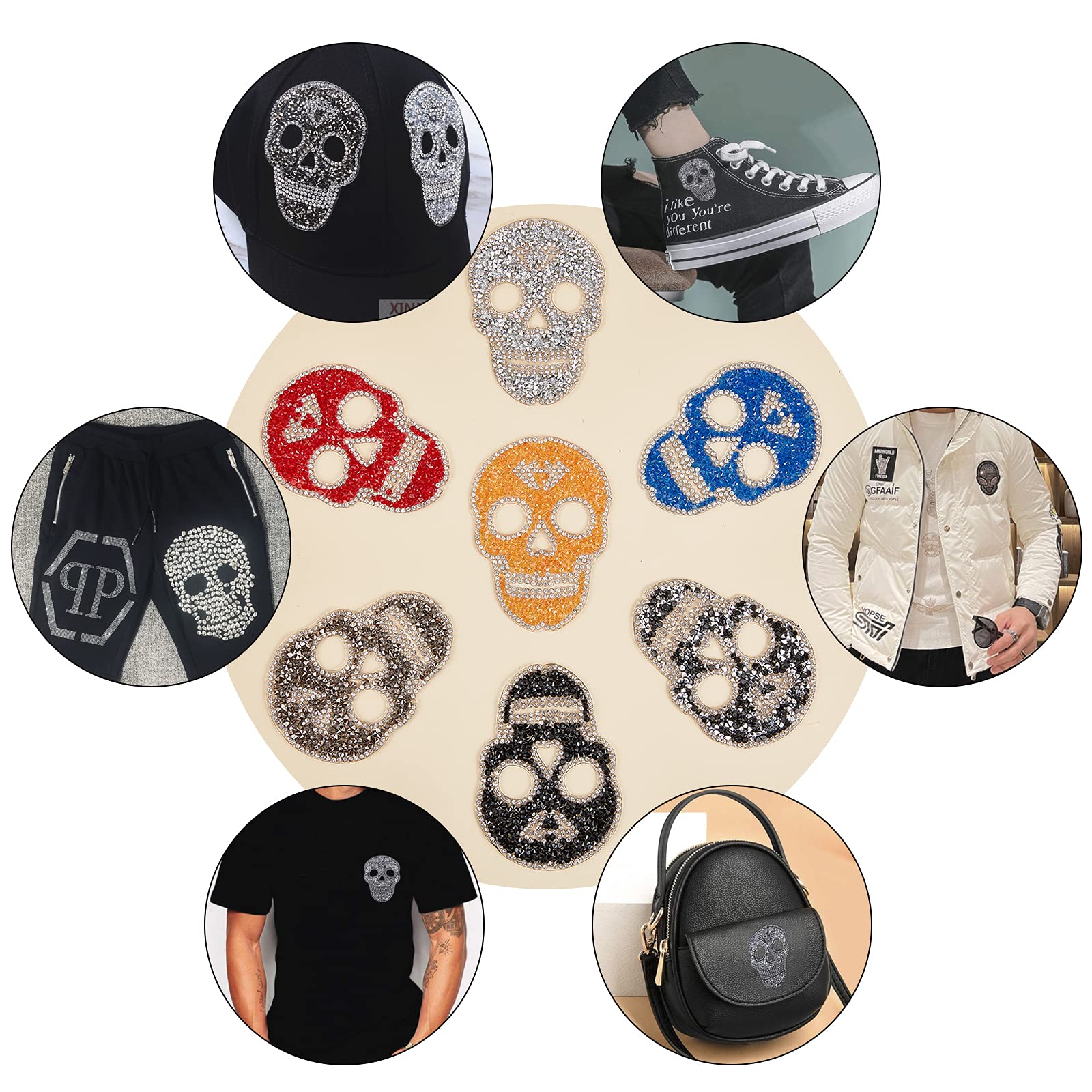 Amazon.com: SUPERFINDINGS 7 Colors Skull Rhinestone Patches