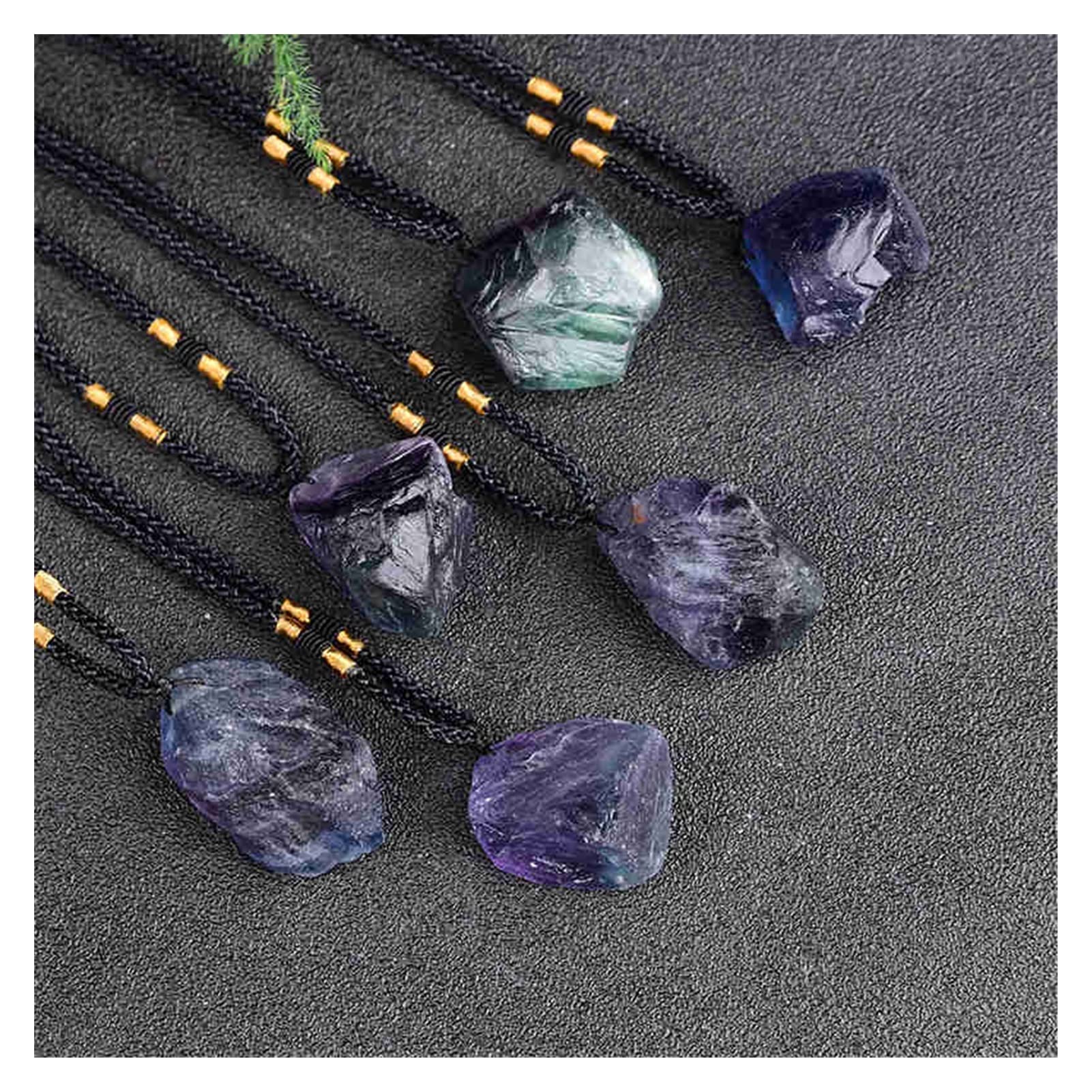 Naturkristall rau Raue natürliche Regenbogen Fluorit Quarz Kristall Point Anhänger Reiki Heilstein Chakra Pendel Edelstein Halskette (Color : Colorful, Size : 5Pcs)
