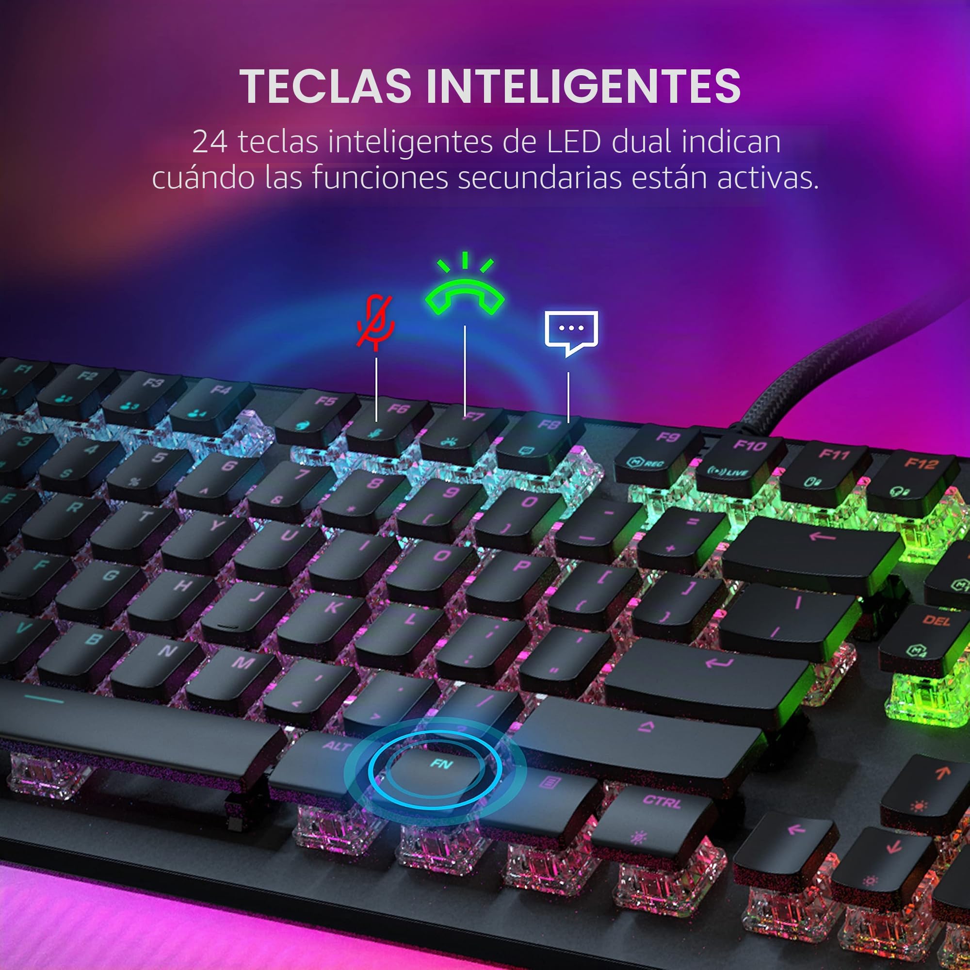 ROCCAT Vulcan II Max - Teclado óptico mecánico RGB personalizables con interruptores lineales táctiles Titan II y placa de aluminio