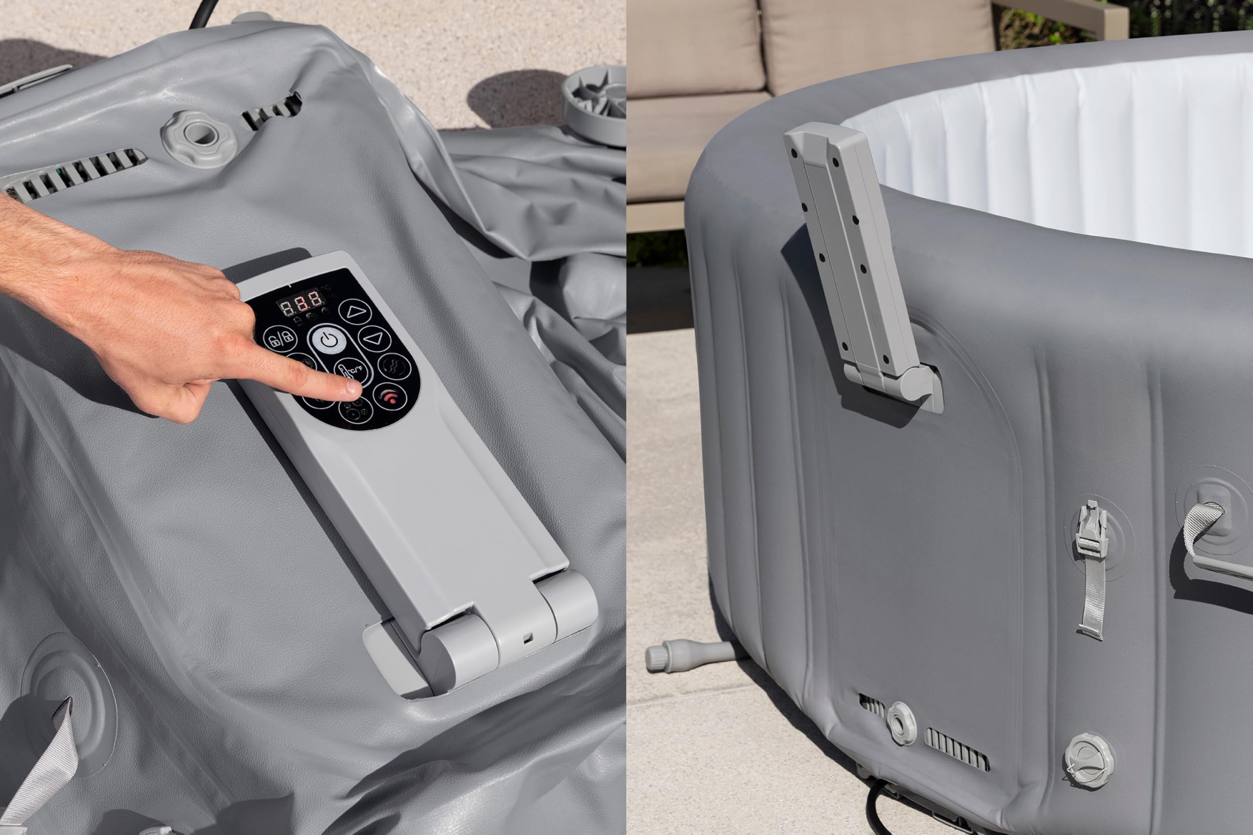 Bestway 93"x28"-2,36 mx71 cm Hawaii MaxHold EnergySense UltraFit Smart AirJet 8 Gris Rond