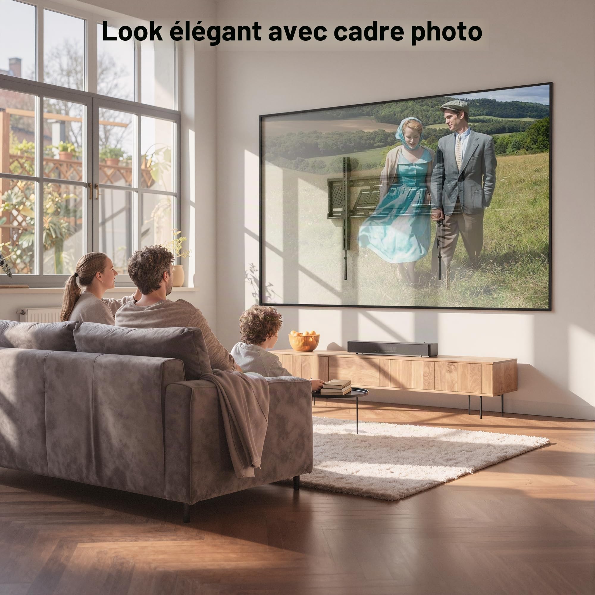 BONTEC Support Mural TV Fixe Ultra-Fin, 43-100 Pouces, Charge 100 kg | VESA max 600x400mm, Inclinaison et pivotement réglables, Pour LCD LED téléviseurs plats ou incurvés