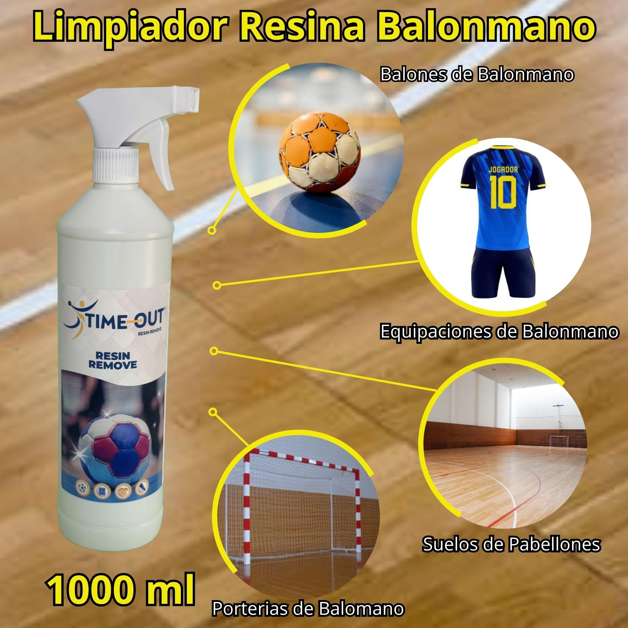 Quita Resina de Balonmano, Eliminador de Resina de Ropa y Balones, Limpiador de Suelos de Pabellones