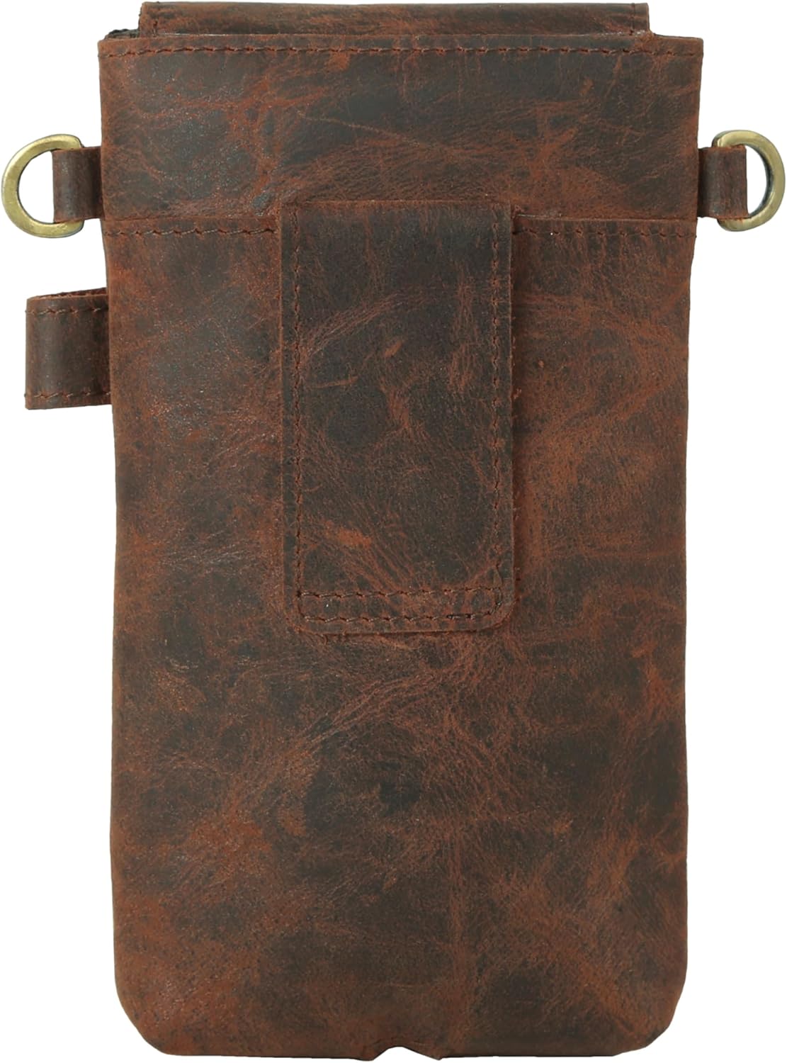 Leather Phone Holster – Full-Grain Buffalo Leather Cell Phone Belt Case with Shoulder Strap – Durable and Secure Mobile Holder for Women and Men