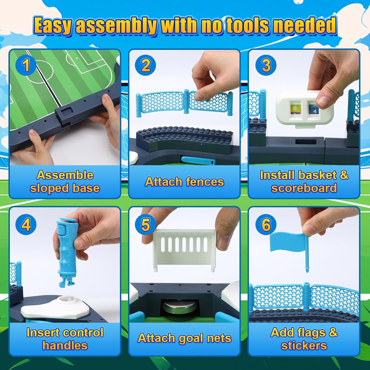 Mini Soccer Board Game for Kids 3-12, Foosball Table Toy for Age 4-8, Pinball Machine Toys for Boys 5-10 Years Old, Interactive Indoor Action Game with 6 Balls for Birthday Gift
