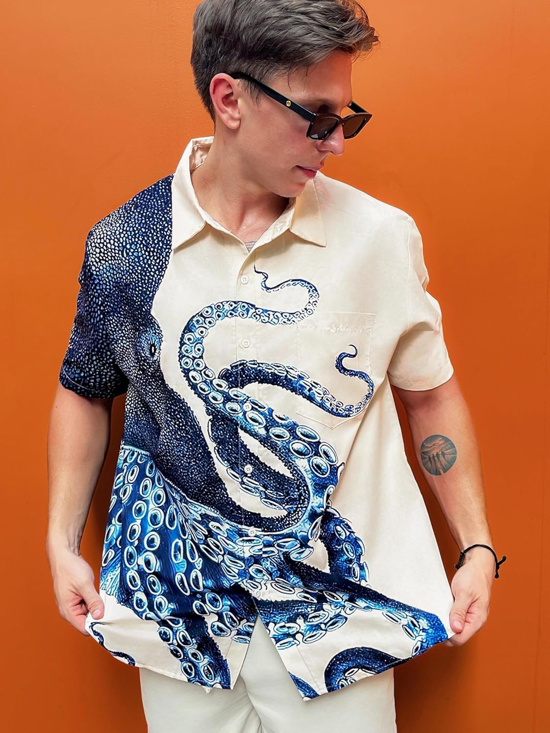 Japanese Art Style Men's Hawaiian Shirt Funny Printed Casual Short Sleeve Button Down Shirts - Image 5