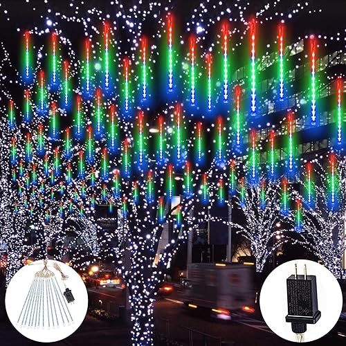 OZS Paquete de 2 luces LED extensibles superbrillantes de 164 pies, 400 luces LED extensibles rojas y verdes, impermeables, 8 modos de iluminación,