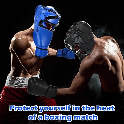 Miniatura 5 de Juego de 2 sombreros y guantes de boxeo para adultos, guantes de boxeo de 10 onzas, equipo de combate completo para artes marciales, Muay