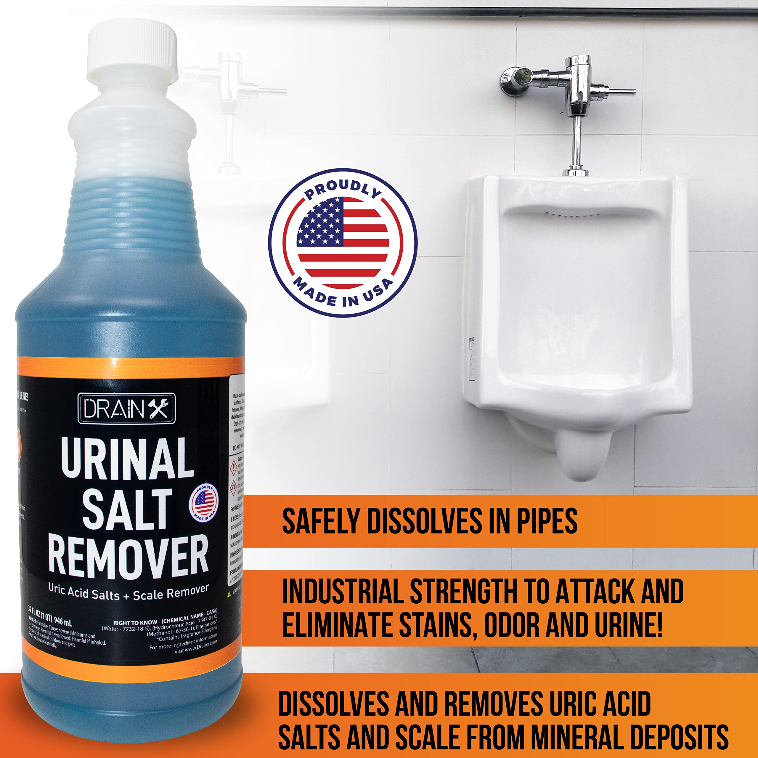 Drainx Urinal Salt, Calcium And Mineral Scale Remover