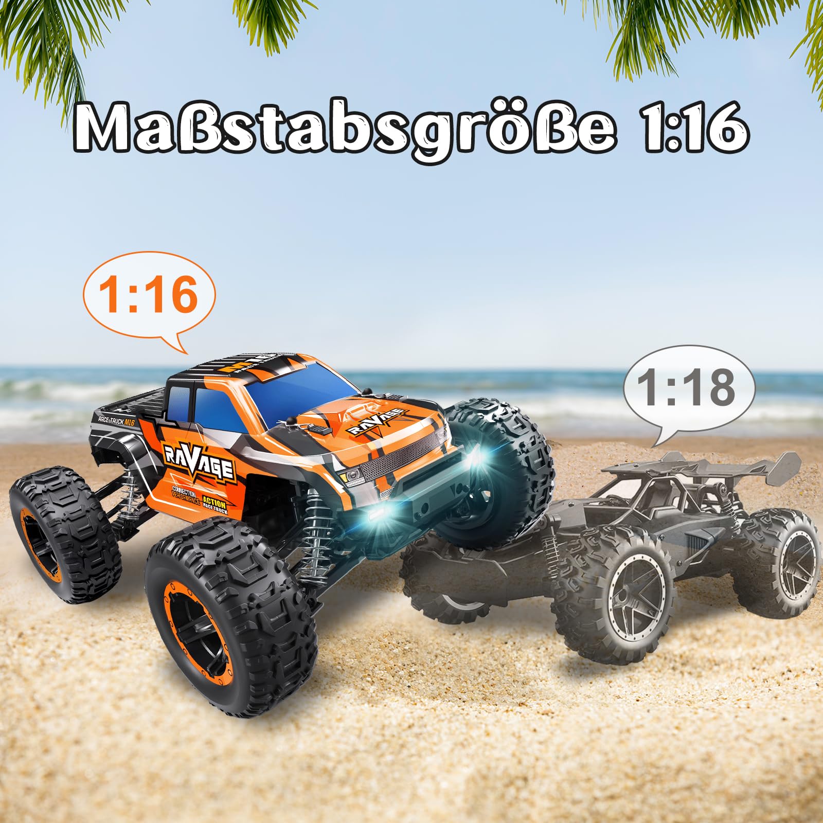 Loolinn | Ferngesteuertes Auto als Geschenk für Kinder und Erwachsene - Hobby Klasse, Sehr langlebig, Maßstab 1:16, 4WD, Höchstgeschwindigkeit 30km/h, Einstellbare Geschwindigkeit - Festtagsgeschenk