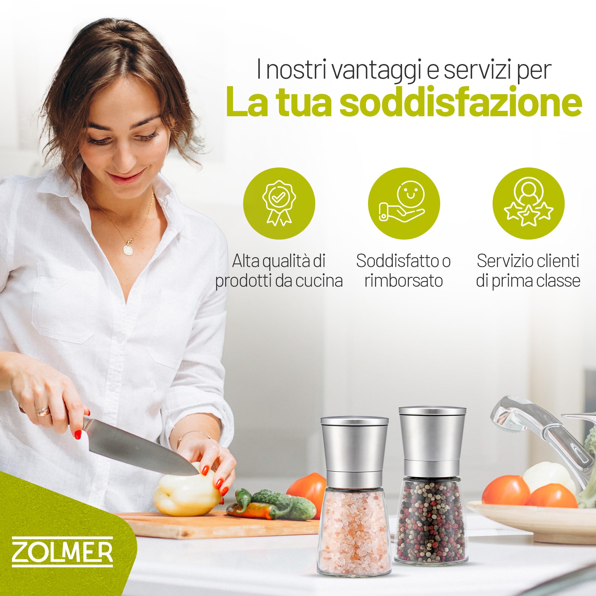 Macina sale e pepe con supporto in bambù – Set di 2 macinaspezie in acciaio inox e vetro – macina in ceramica regolabile, ricaricabile ed elegante per ogni cucina