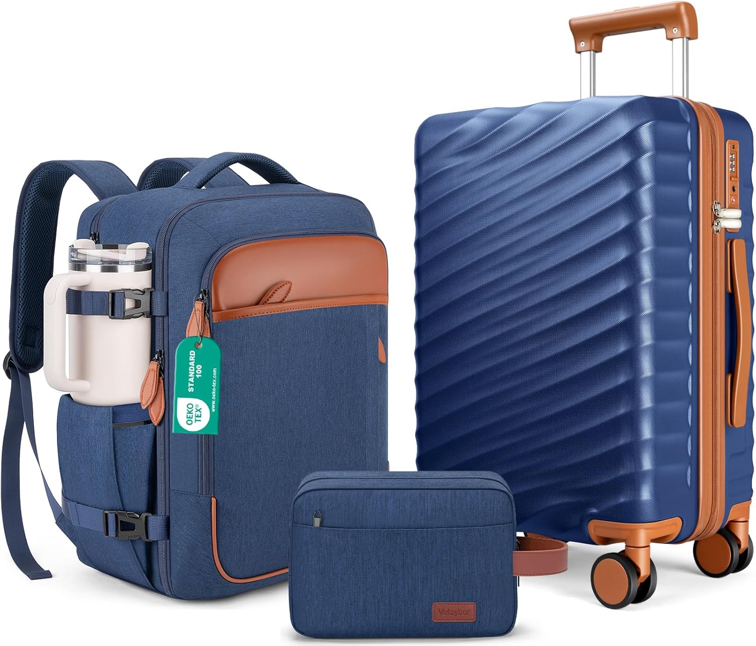 3 Piece Luggage Set with Travel Backpack, 20 Inch PC