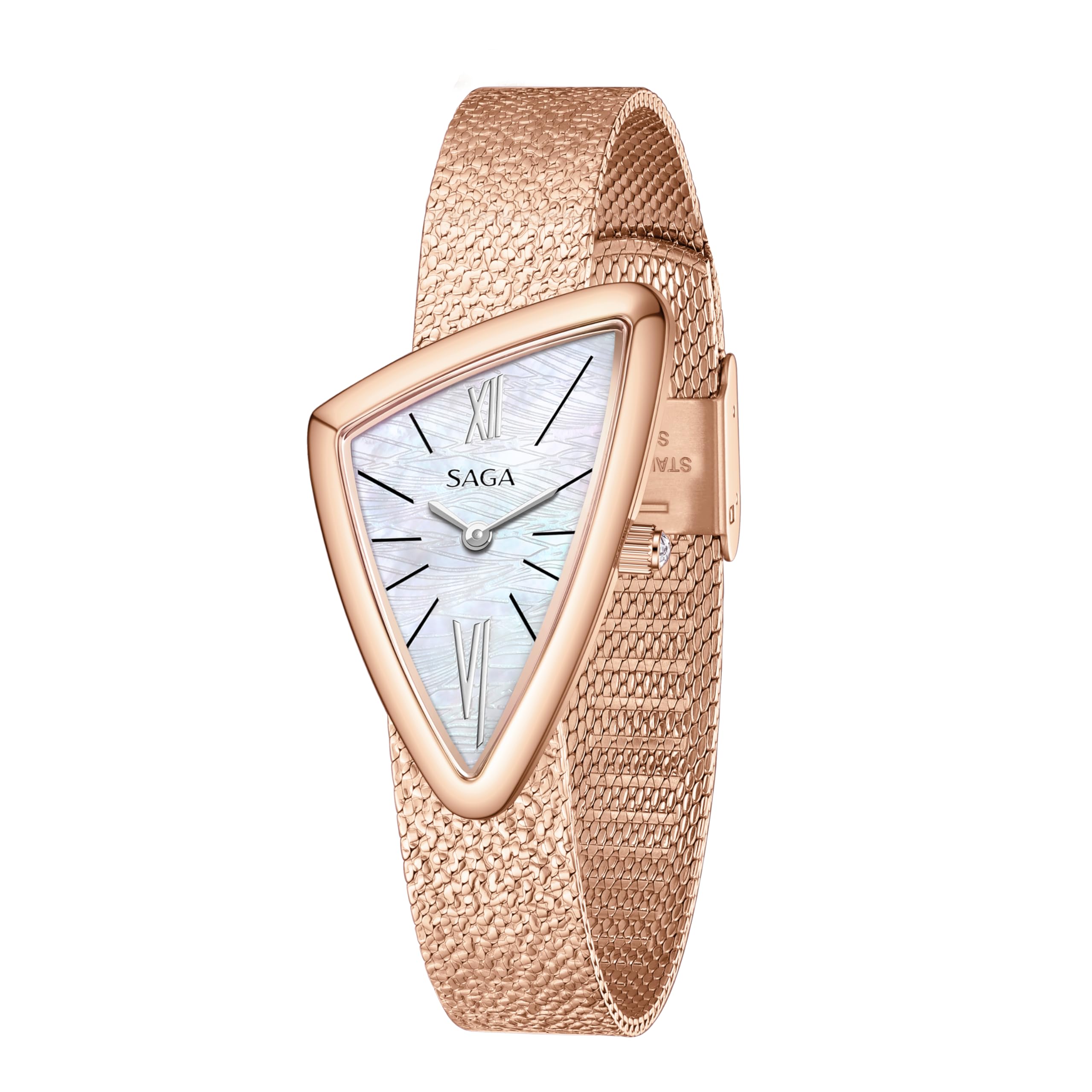 Sponsored Ad - Sailboat Women's Luxury Quartz Watch with Swiss Movement, Roman Numeral Dial, Danube Crystal, Stainless Steel Triangular Case, 3ATM Water Resistant - Elegant Gift for Small Wrists