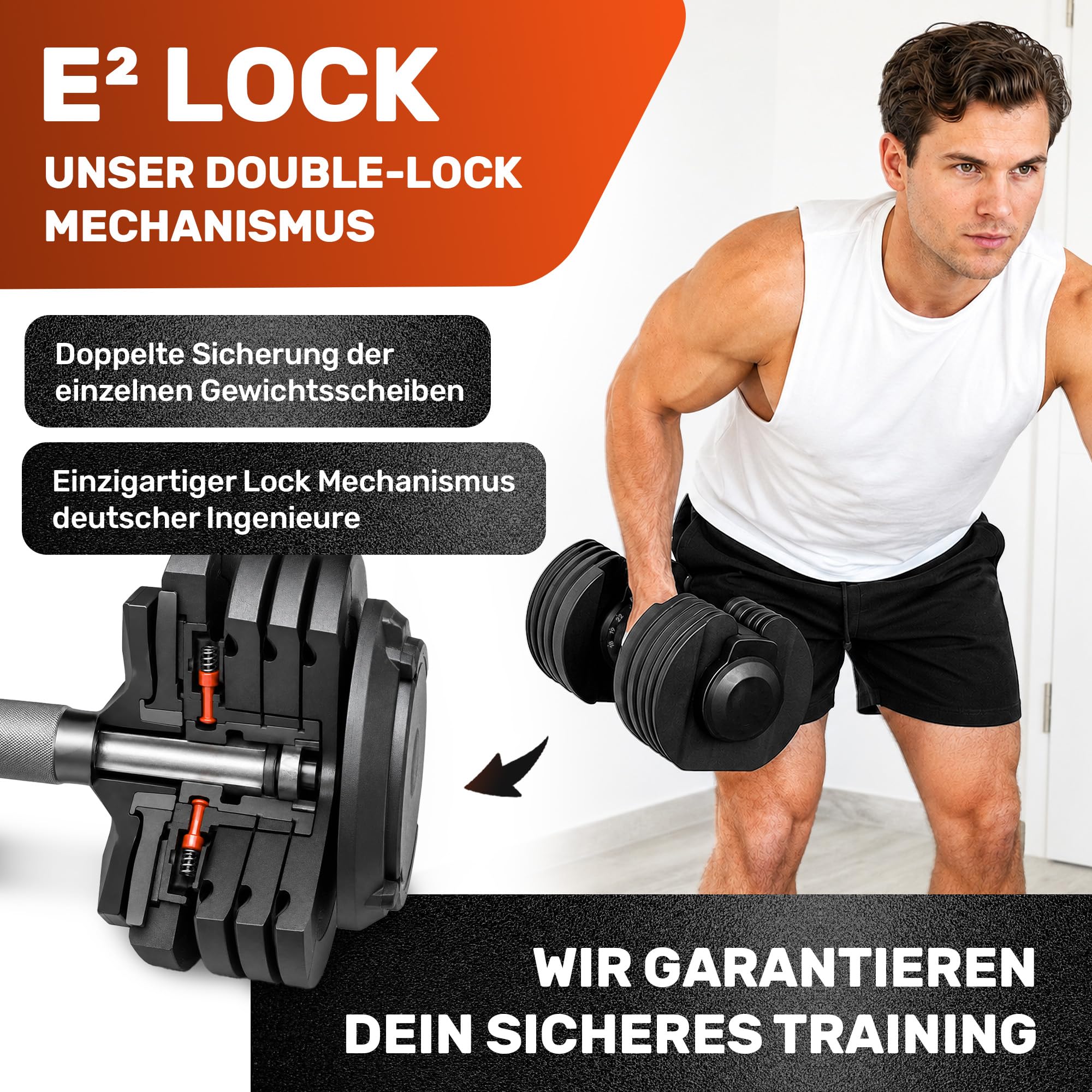 Mancuerna Regulable Set | 12kg |18kg | 24kg | 40kg | 15 Ajustes de Peso | Pesa Individual | Mancuerna Ajustable | regulable y compacta [FIX LOCK] Pesas para Gimnasio en Casa Musculación