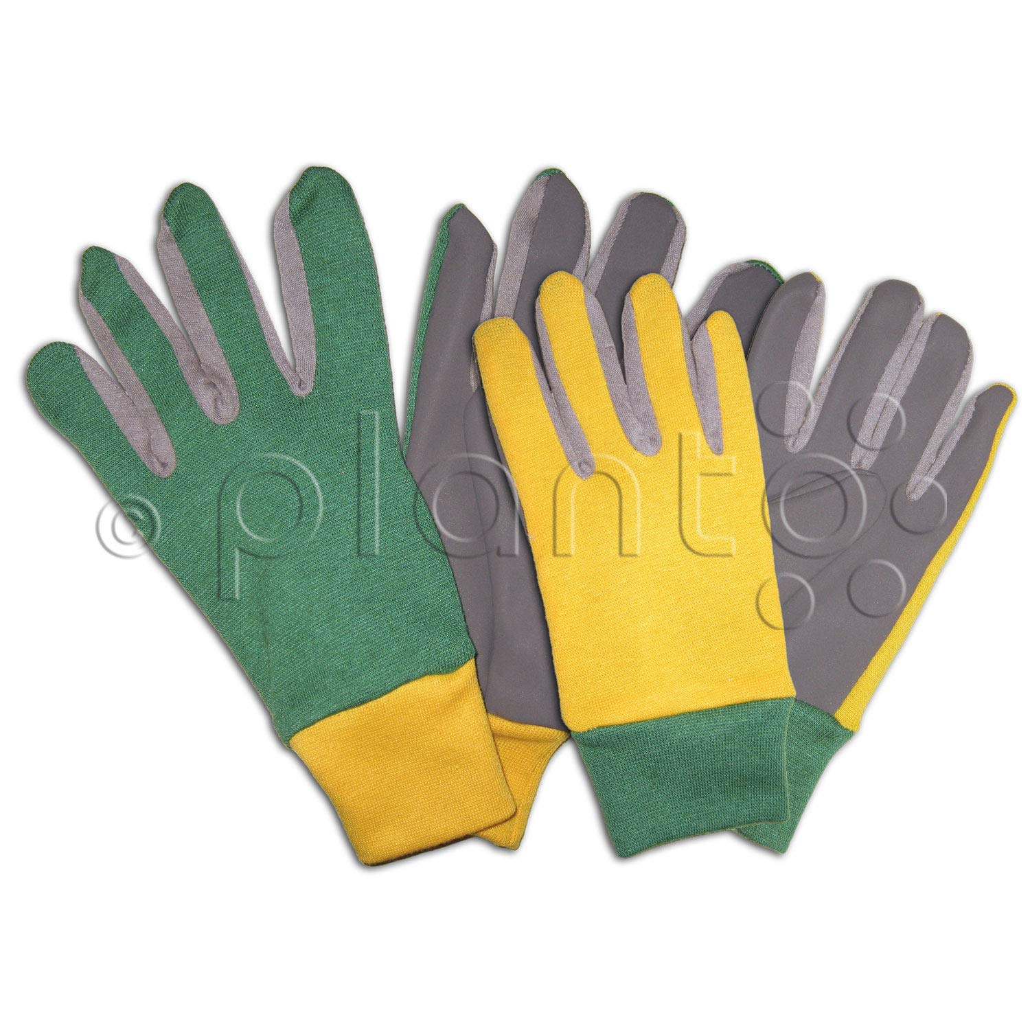 planto Garten Handschuh Set Tall & Small Gartenhandschuhe für Mütter und Kinder Arbeitshandschuhe, Größe 8 + 6 (M + XS) Weiche Stretch Handschuhe im Set (6er Pack = 12 Paar)