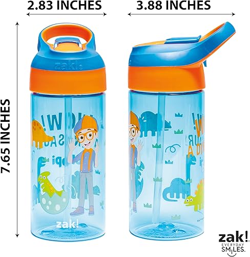 Miniatura 5 de Zak Designs Blippi - Botella de agua para niños con cubierta de boquilla y bucle de transporte integrado hecha de plástico duradero diseño de