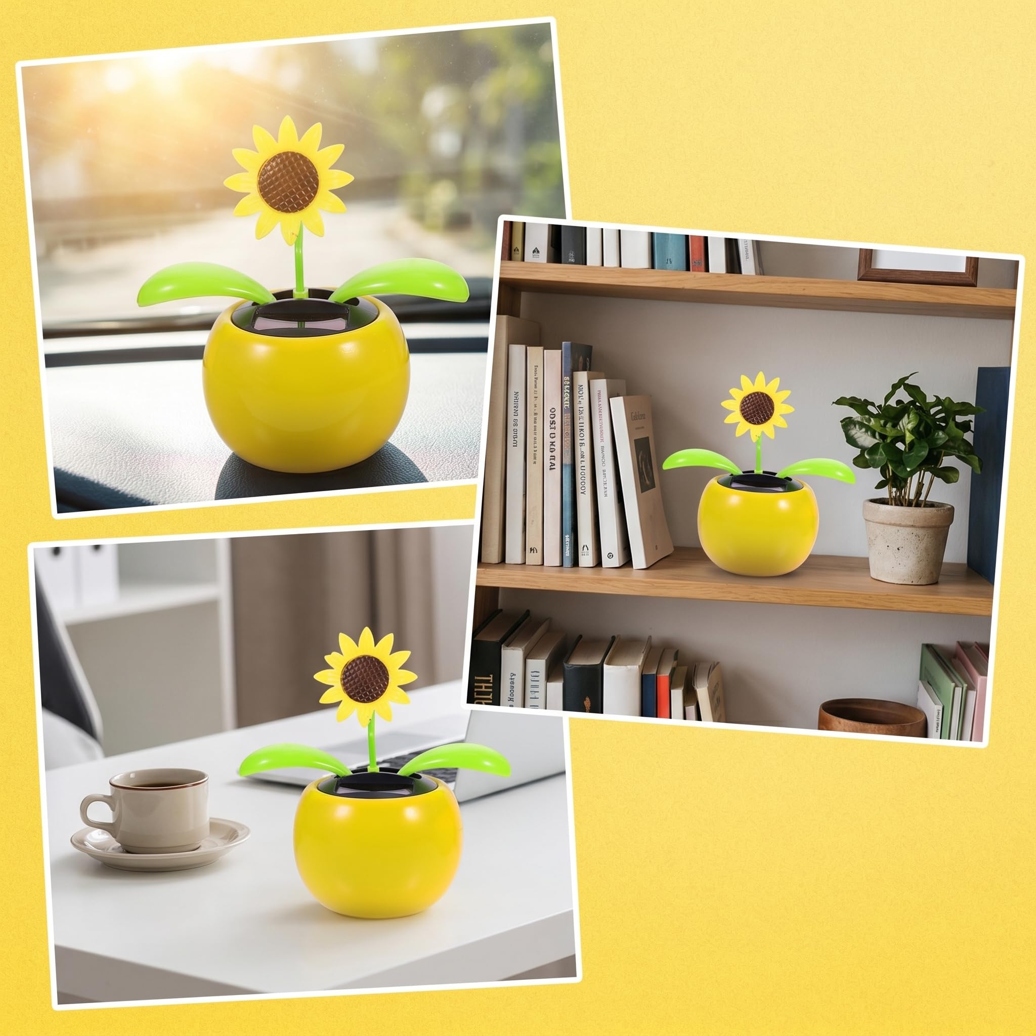 Toyvian Solarbetriebene Tanzende Sonnenblume Auto Armaturenbrett Dekoration 11.00X7.00X7.00Cm Innenraum Ornamente Energiesparende Auto-Innendekoration