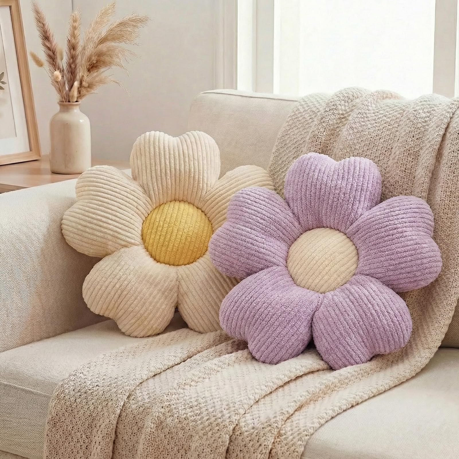 HonorHut Flower Seat Pads Cushion for Sofa Couch Purple and White — image 1