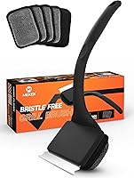 MEKER Bristle-Free Grill Brush with 5 Replacement Heads - Safe BBQ Cleaner & Scraper for Cast Iron, Stainless Steel Grates