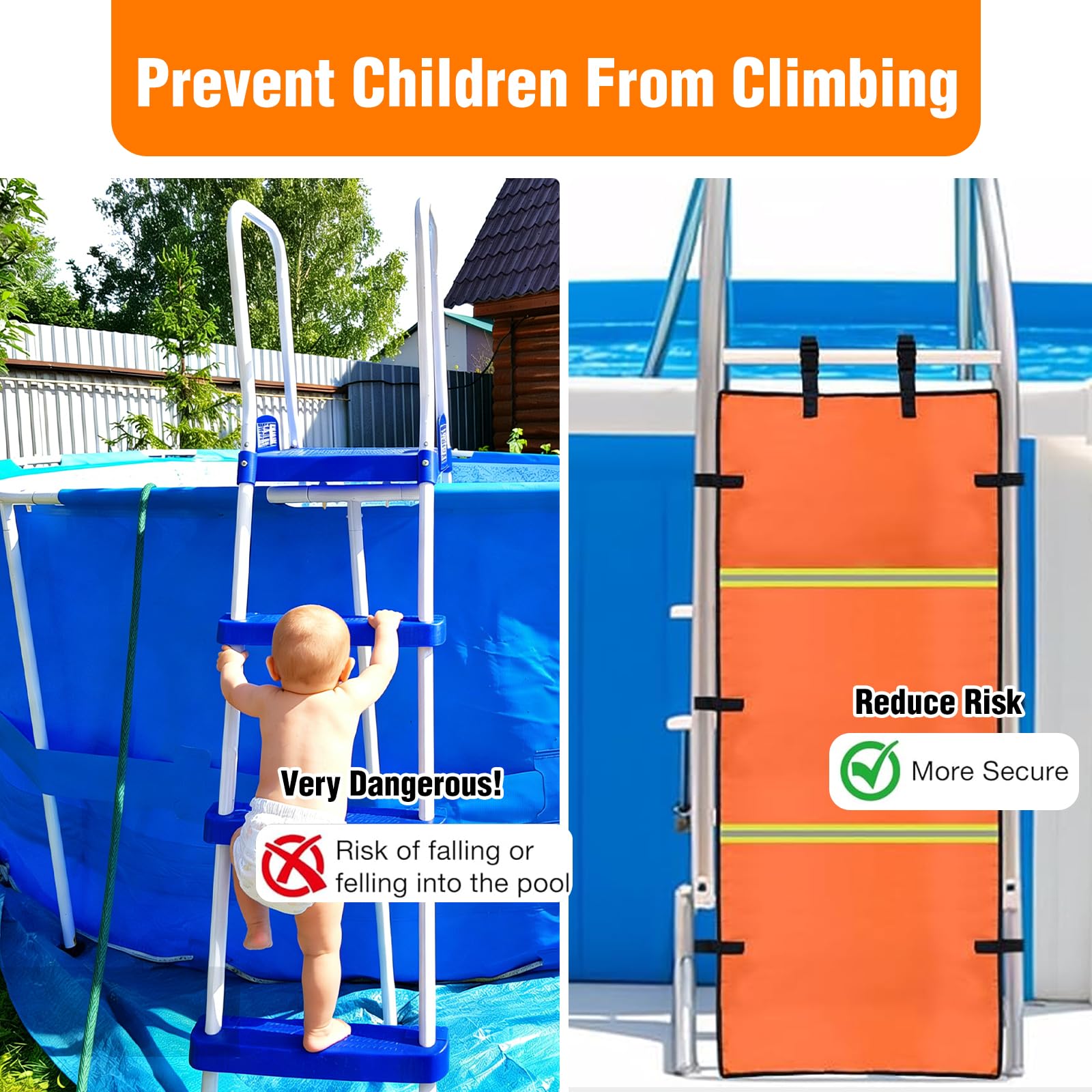 Sicherheitsschutz für Poolleitern 50 * 125cm,oberirdische Sicherheitsabdeckung,Kindersicherheits-Poolleiter,Hochbett Leiter Schutz,Kinder-Etagenbett-Leiterabdeckung,Kinder Klettern, Fallen,ertrinken