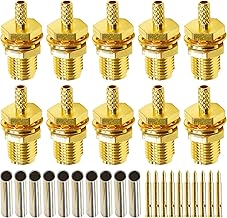 RPSMA メスプラグ圧着 コネクタ TUOLNK 逆極性 SMA メスナットバルクヘッドコン バーター RG174 用 RG316 同軸 ケーブル 10個