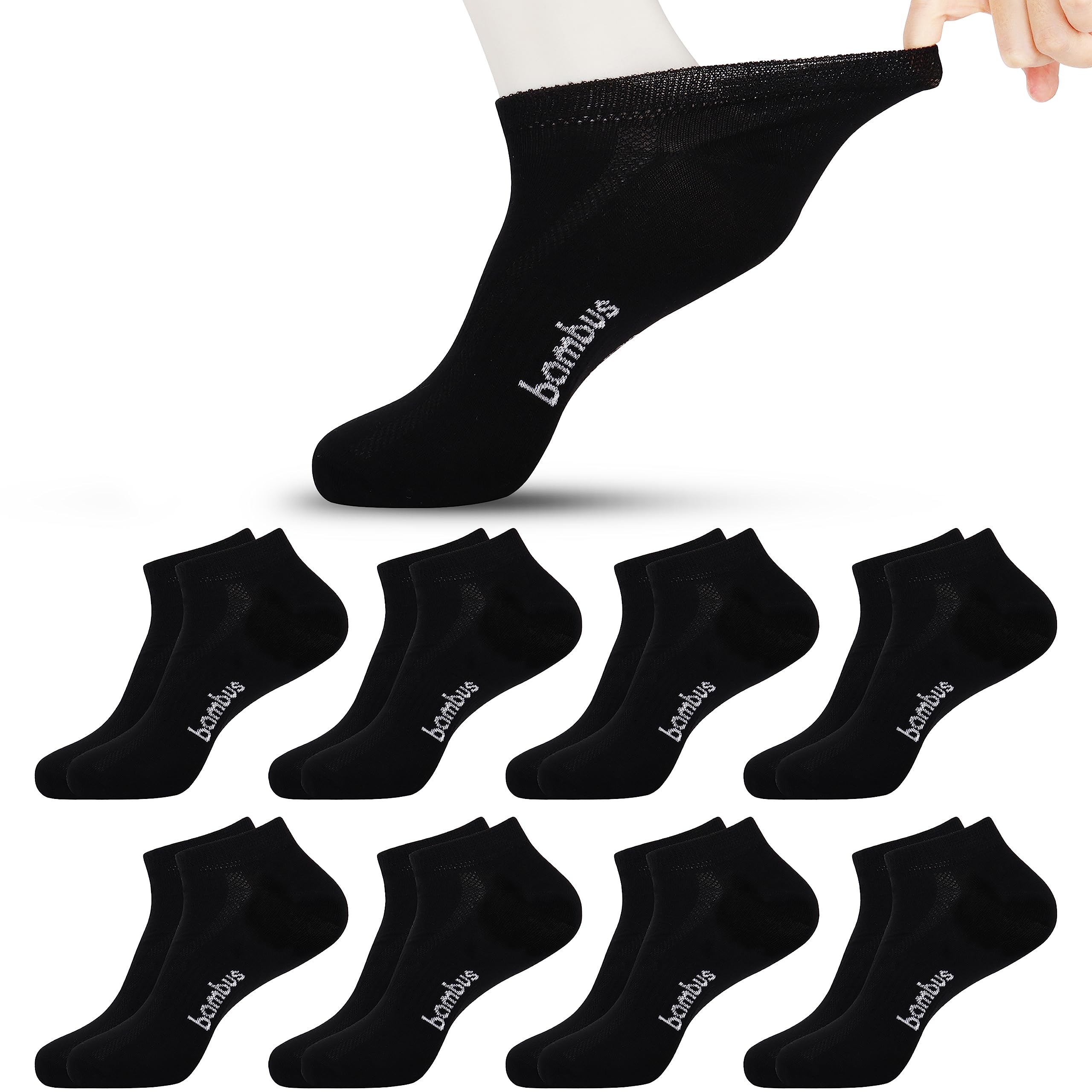 Jeasona 8 Paare Bambus Socken Herren 47-49 Kurz Sneaker Schwarz Bambussocken Herren 43-46 Ohne Gummi Herrensocken Ohne Gummibund Kurz für Diabetiker Diabetikersocken