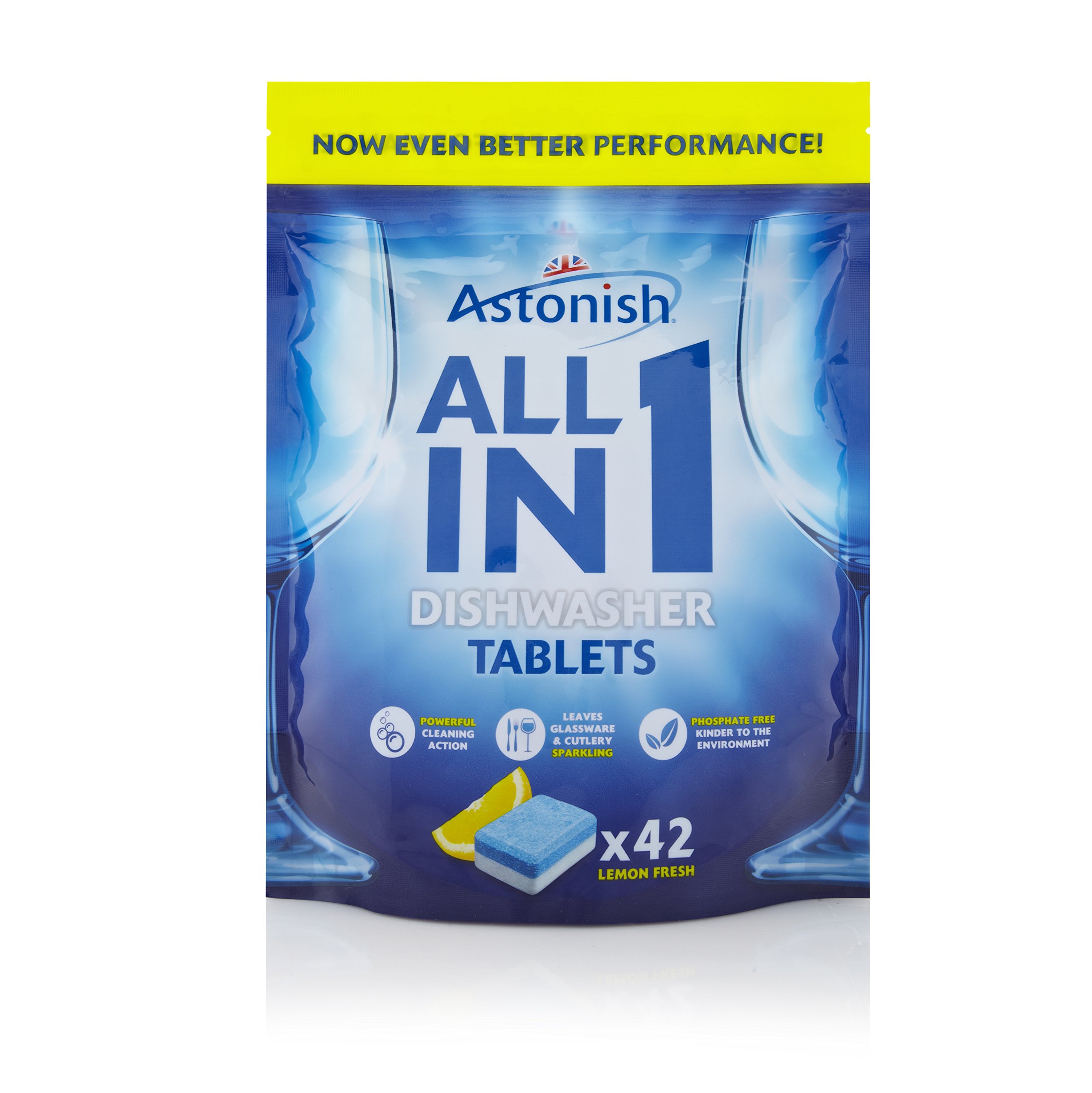 84 Tabs x Astonish 5 in 1 Dishwasher Tablets with Added Salt & Rinse Aid Lemon
