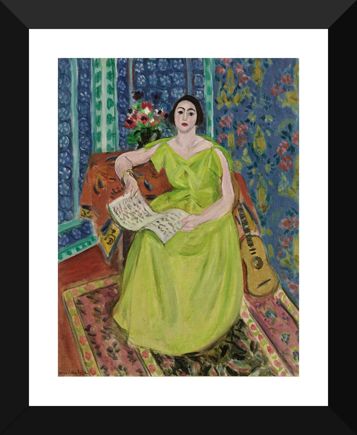 Tallenge - La Femme En Jaune - Henri Matisse Paintings Collection - Large Digital Print - Framed (23 x 30 inches)