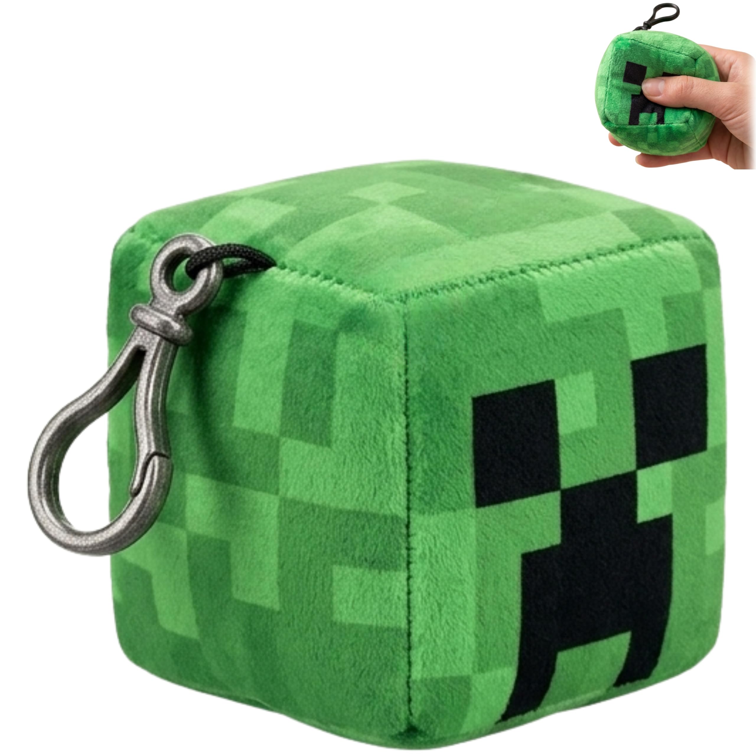 Srv Hub Creeper Minecraft Plush Cube Clip-On Keychain – 8Cm Soft Plush Toy | Backpack Charm Collectible Minecraft Gift For Kids & Gamers