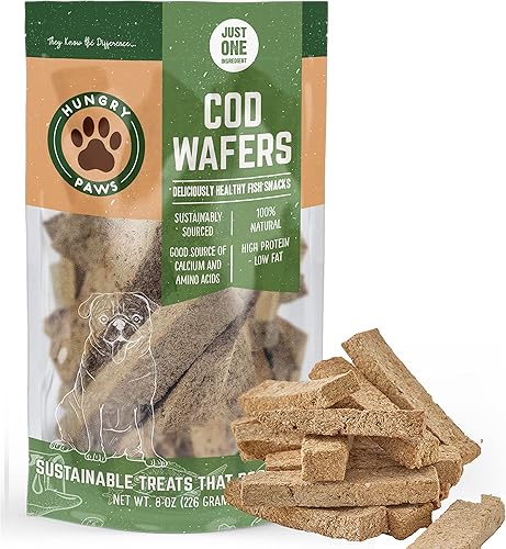 Hungry Paws Golosinas para perros de oblea de pescado de bacalao - Snacks de un solo ingrediente disponible en Yaxa Guatemala
