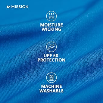 MISSION Cooling Multi-Use Neck Gaiter Face Mask, UPF 50, Breathable Lightweight Fabric, Cools Up to 2 Hours (Blue)