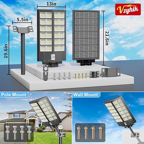 Miniatura 8 de Farolas solares para exteriores, impermeables, del anochecer al amanecer, gran proyector de 9000 W, sensor de movimiento LED, gran angular de 7000