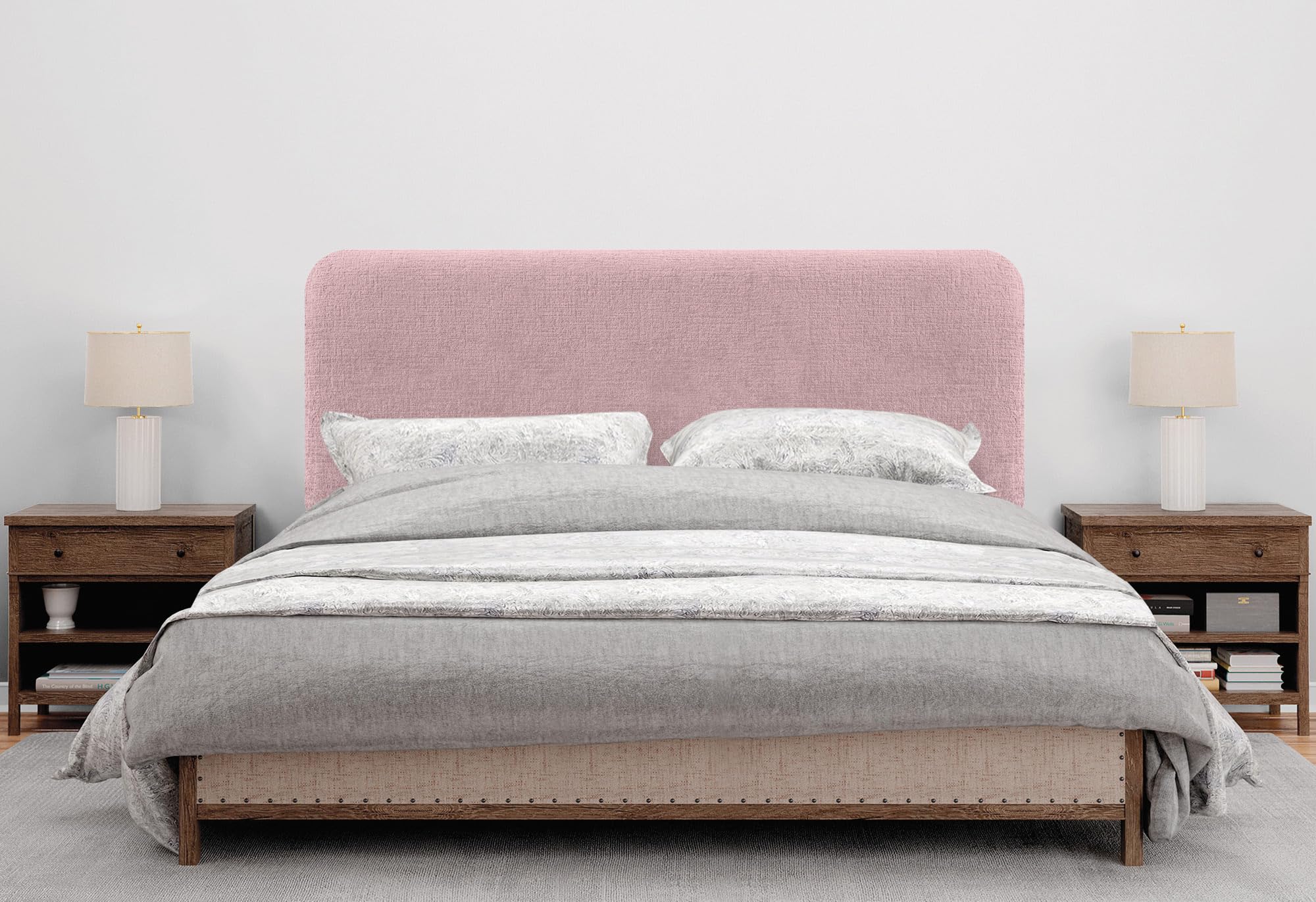 DHOME Gepolstertes Kopfteil Abgerundet Glatt aus Öko-Wolle für Wand Akustik-Kopfteile Schallabsorbierend Kopfstütze Bett Schlafzimmer (Lachs, 110cm)