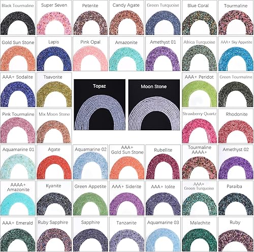 Miniatura 4 de Cuentas redondas de 0.118 in facetadas de piedras preciosas naturales talladas con láser y redondas, sueltas, espaciadoras para hacer joyas y hacer