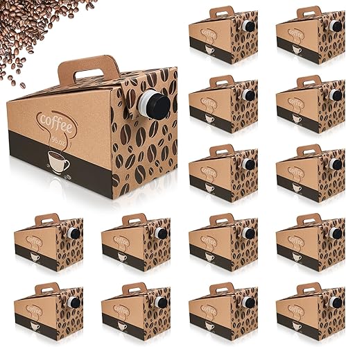 Miniatura 10 de Dandat Paquete de 10 cajas dispensadoras de café desechables de 96 onzas, contenedor de café aislado de cartón duro grueso con asa y tapas