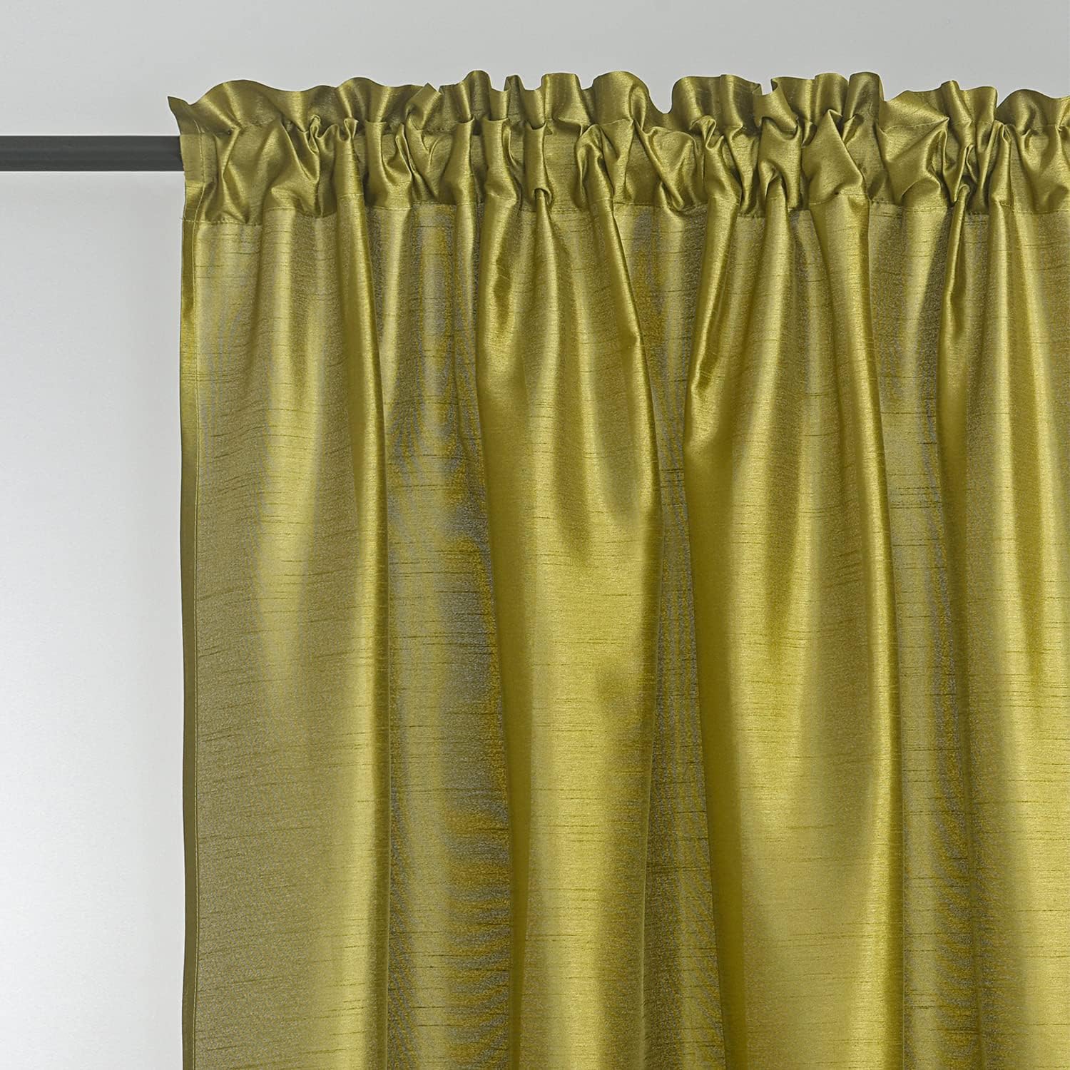 GYROHOME Faux Silk Sheer Curtains with Rod Pocket Light Reducing Window Treatment for Living Room Bedroom Dining Room Patio Door, 1Panel, Olive Green, 100x120inch
