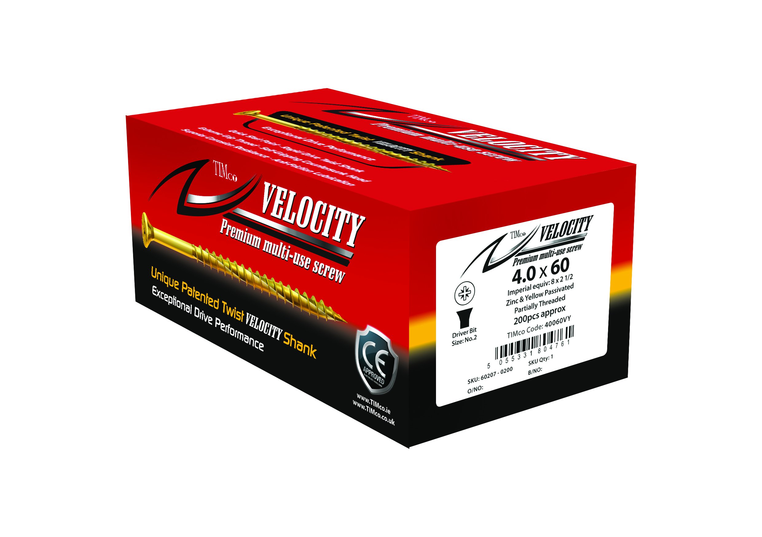 TIMco 80300VYTX TX40 CSK ZYP Velocity Screw 8.0 x 300 - Yellow (Box of 25), Yellow Passivated - Image 2
