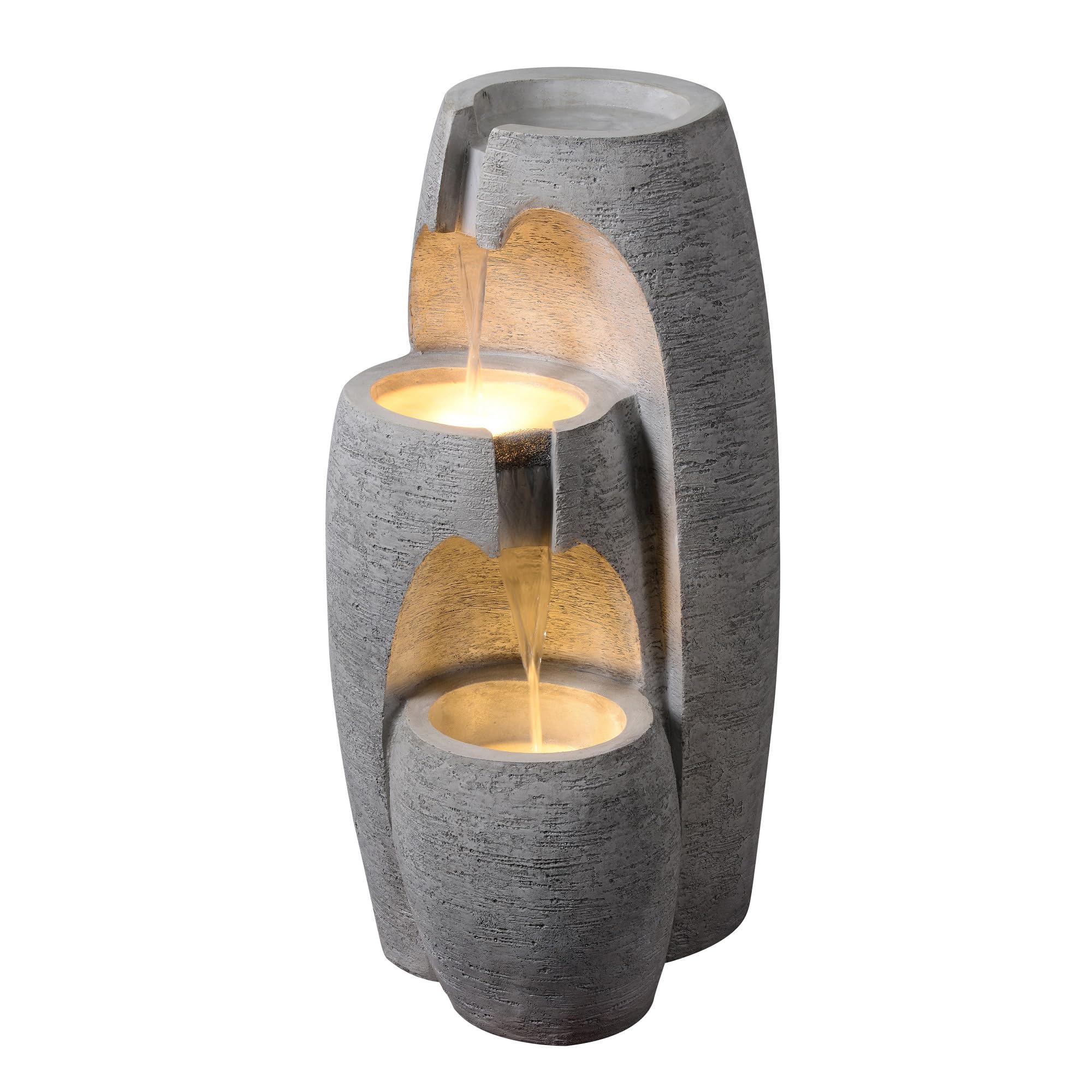 Teamson Home Garten Brunnen Modern - Ovaler Wasserspiele Mit LED-Beleuchtung