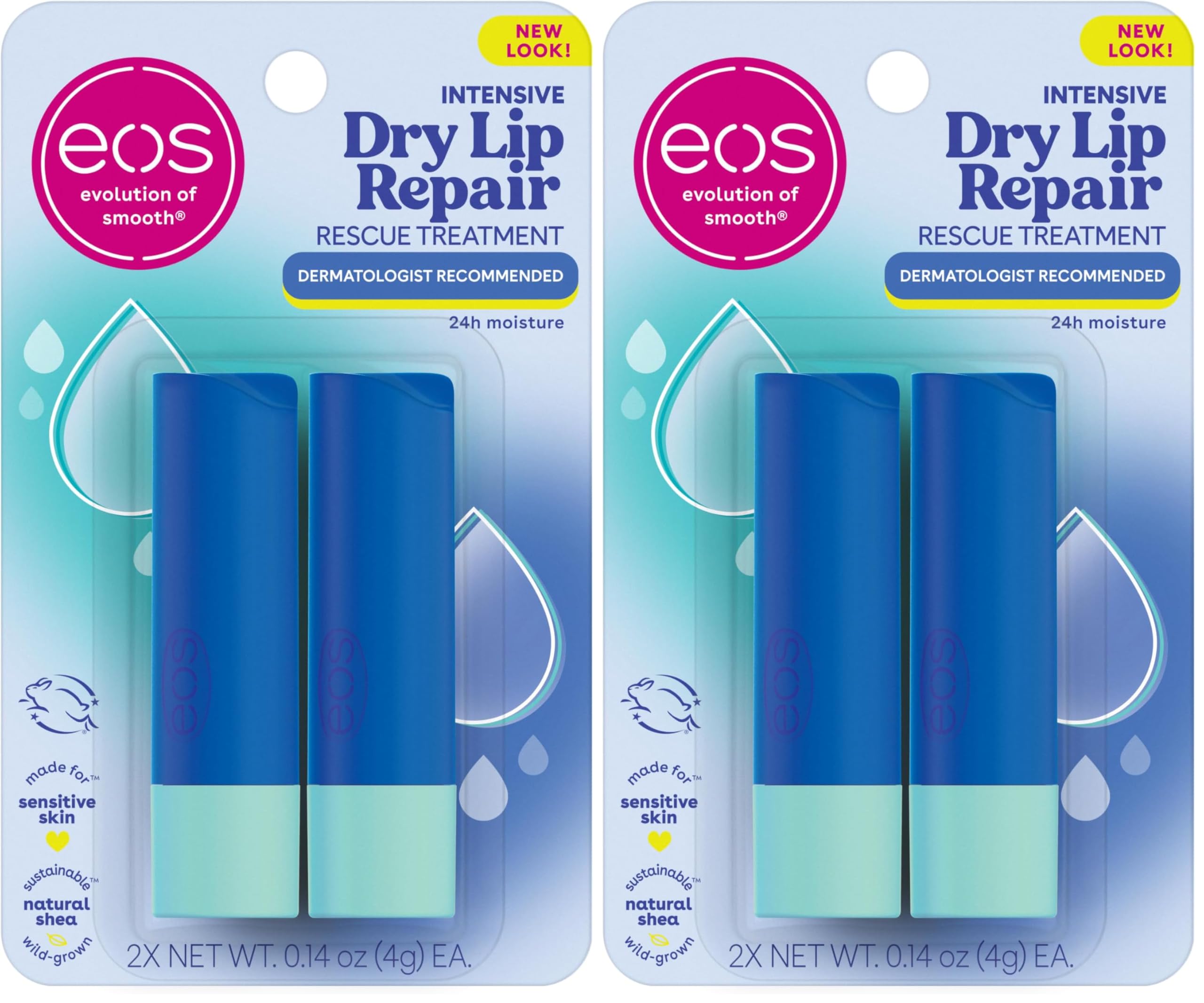 eos The Hero Lip Repair, 24HR Moisture for Severely Dry Lips, Natural Strawberry Extract, Hypoallergenic Moisturizing Lip Balm, 0.14 oz, (Pack of 4) Hero Stick 0.14 Ounce (Pack of 4)