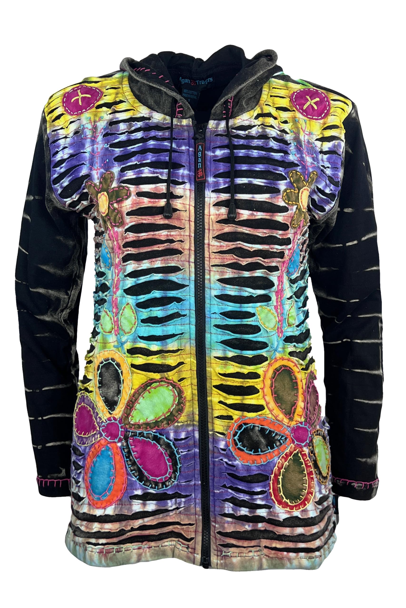 Agan Traders 2025 Spring Bohemian Zip Up Jackets for Women - Tie Dye Patch Distressed Womens Lightweight Hoodie Sweatshirts