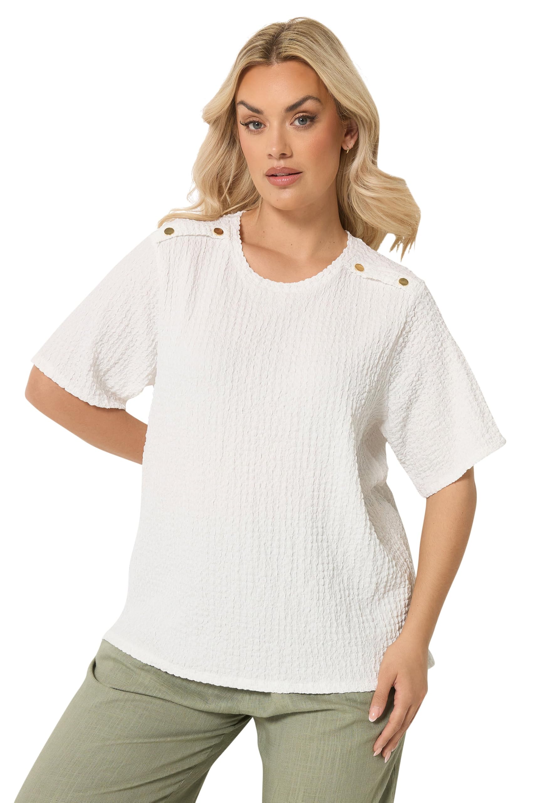 Yours Women's White Bubble Textured Top In | : 22/24