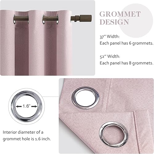 Miniatura 80 de Cortinas opacas con textura de lino gris total para dormitorio, con aislamiento térmico, cortinas cortas de 64 pulgadas, cortinas de granja con